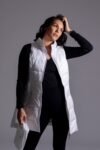 Long Metallic Nylon Down Vest