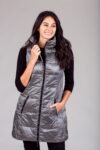 Long Metallic Nylon Down Vest
