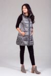 Long Metallic Nylon Down Vest