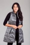 Long Metallic Nylon Down Vest