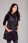 Long Metallic Nylon Down Vest