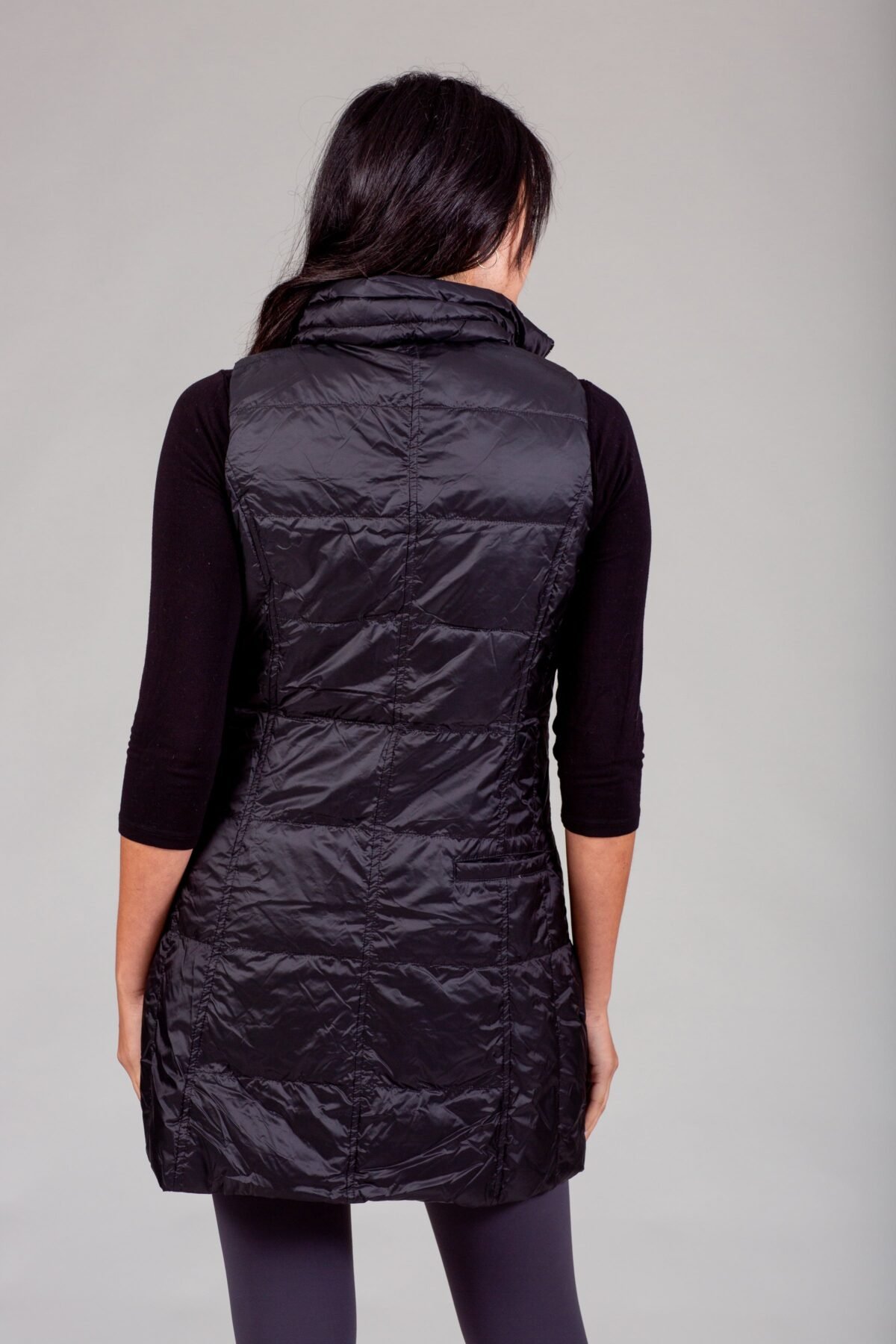 Long Metallic Nylon Down Vest