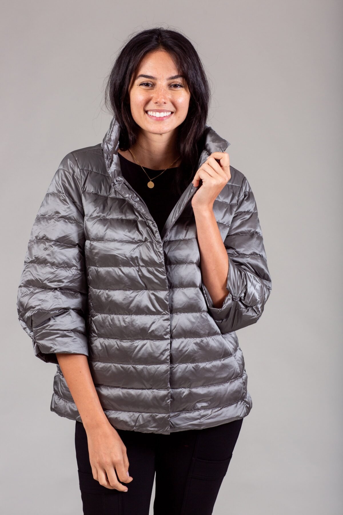 Iridescent Crop Sleeve Puffer Jacket