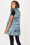 Long Metallic Nylon Down Vest