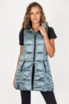 Long Metallic Nylon Down Vest