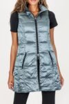 Long Metallic Nylon Down Vest