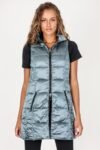 Long Metallic Nylon Down Vest