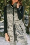 Long Metallic Nylon Down Vest