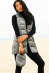 Long Metallic Nylon Down Vest