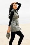 Long Metallic Nylon Down Vest
