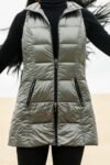 Long Metallic Nylon Down Vest