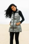Long Metallic Nylon Down Vest