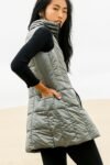 Long Metallic Nylon Down Vest