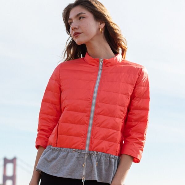 Quilted Knit Peplum Puffer Jacket