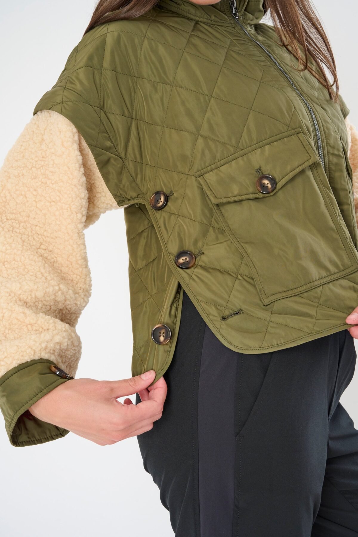 Sherpa Drop Shoulder Convertible Jacket