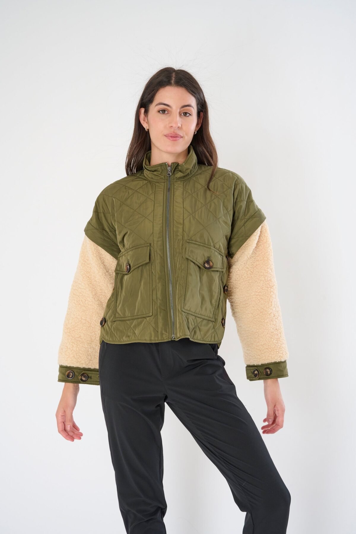 Sherpa Drop Shoulder Convertible Jacket