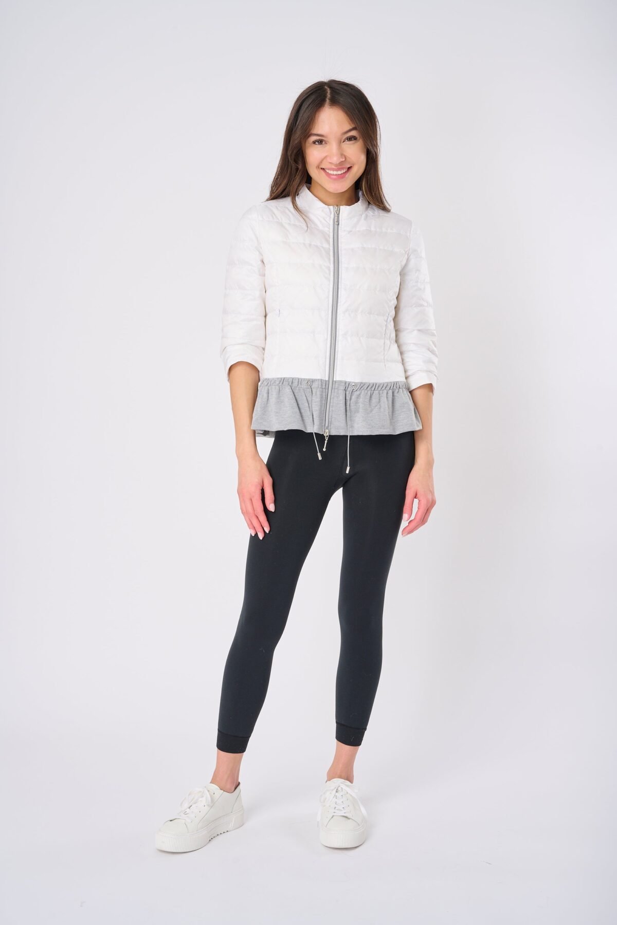 Quilted Knit Peplum Puffer Jacket