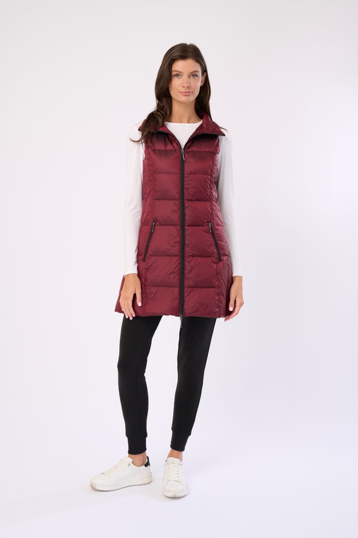 Long Metallic Nylon Down Vest