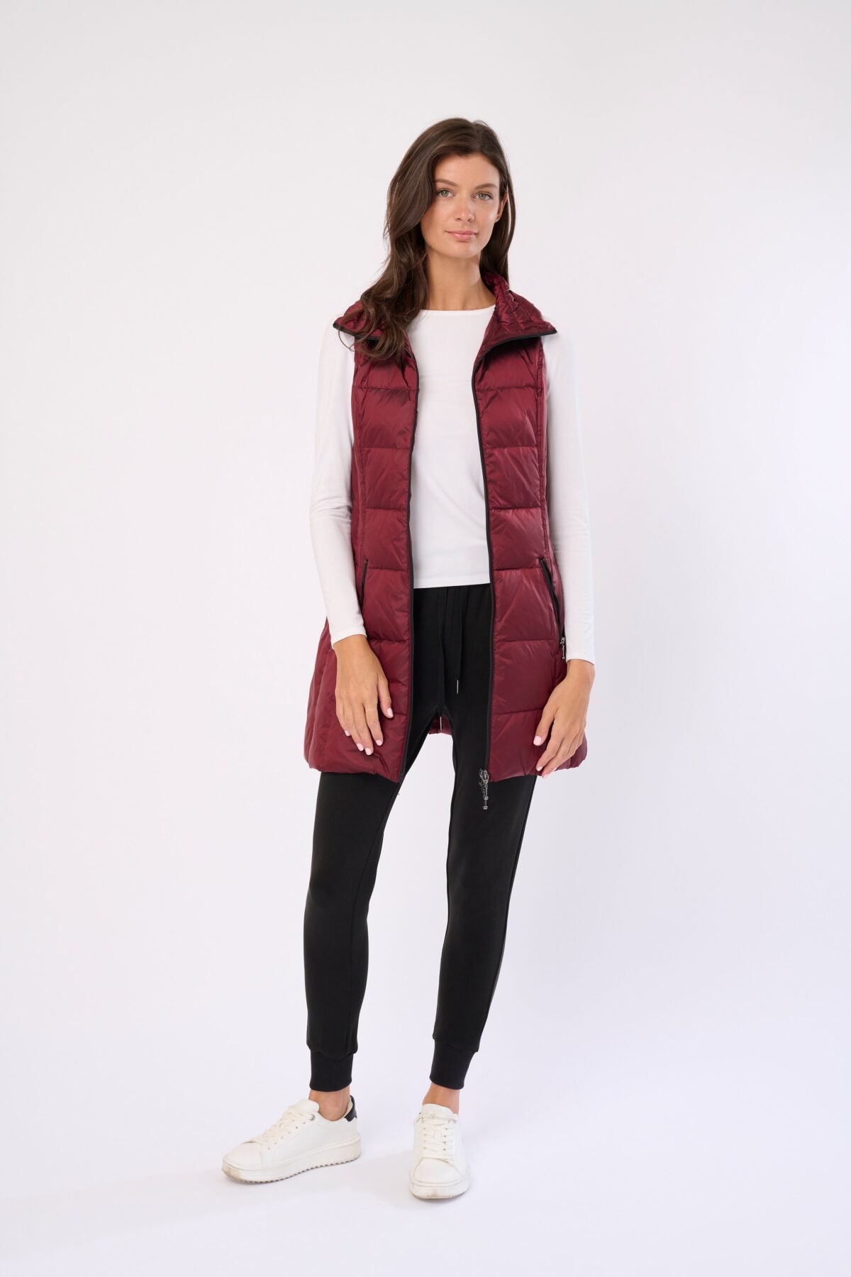 Long Metallic Nylon Down Vest