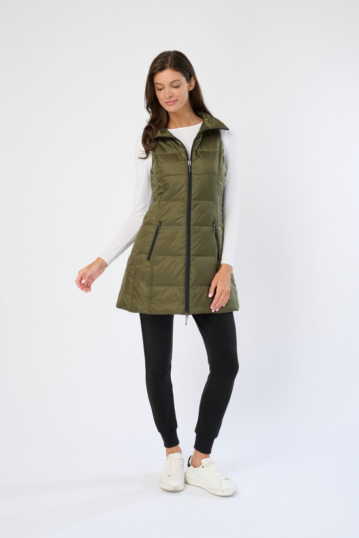 Long Metallic Nylon Down Vest