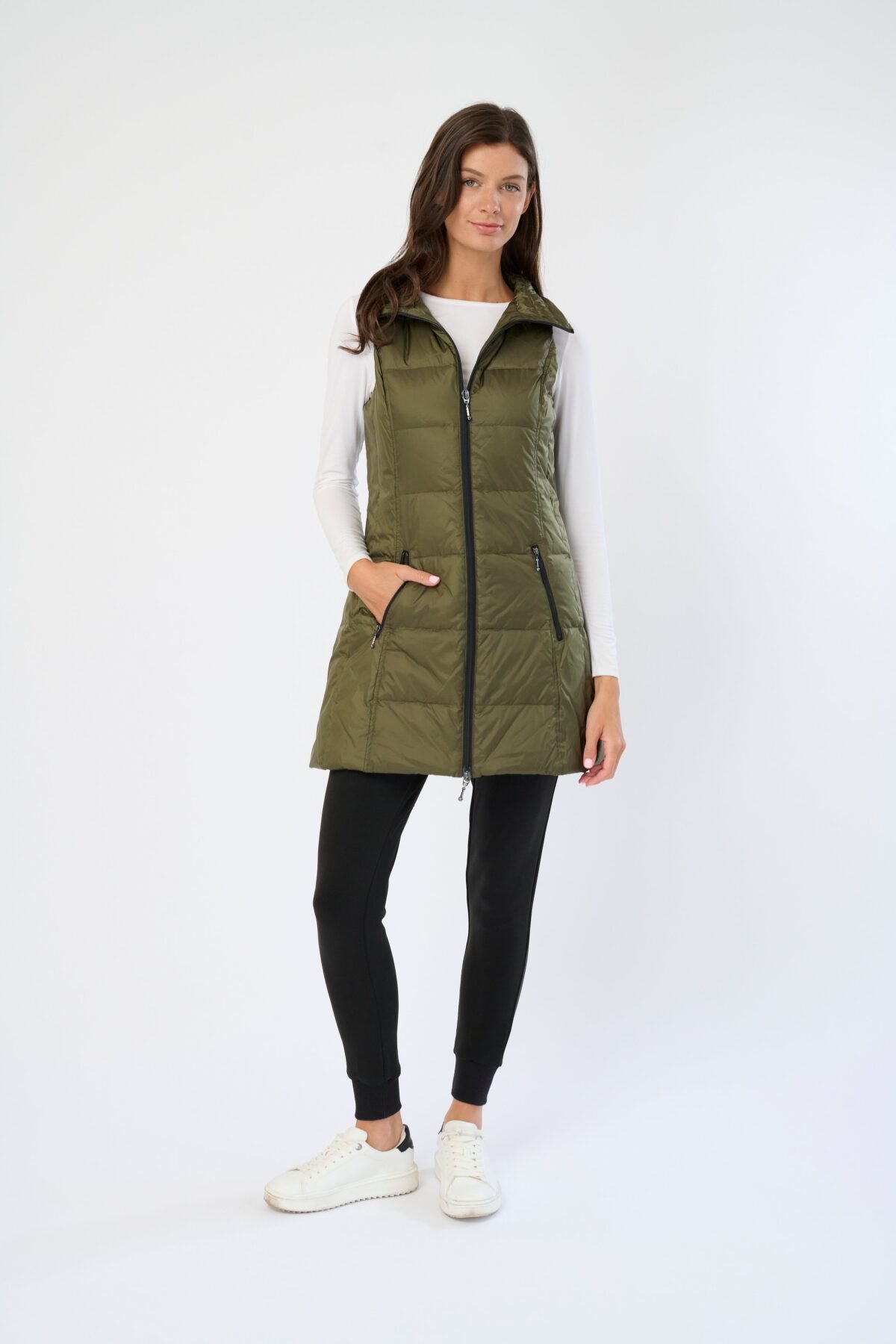 Long Metallic Nylon Down Vest