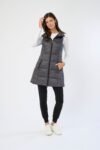 Long Metallic Nylon Down Vest