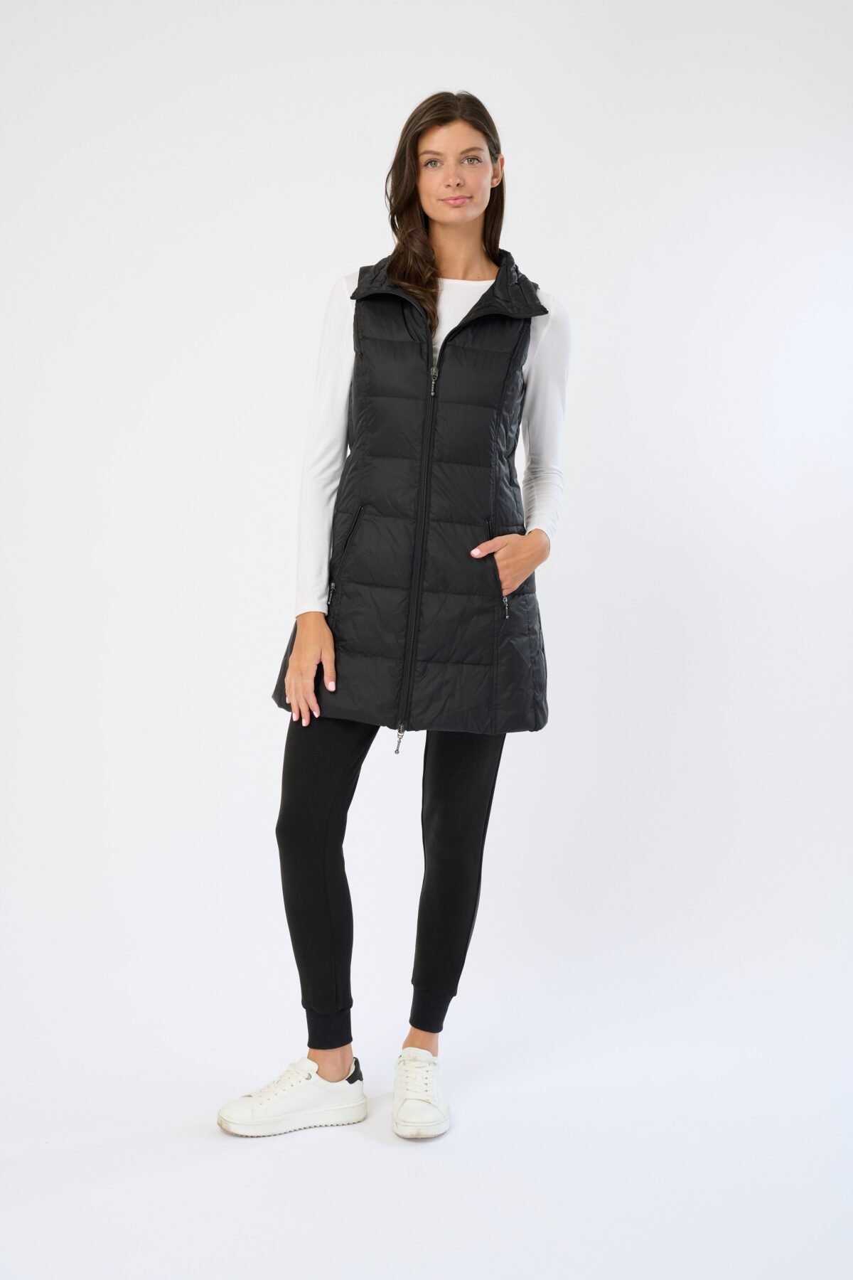 Long Metallic Nylon Down Vest