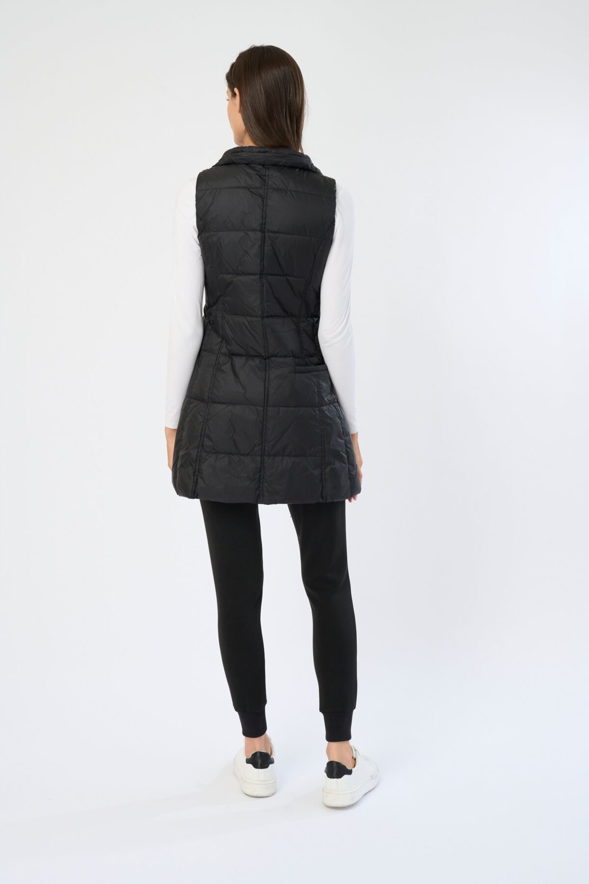 Long Metallic Nylon Down Vest