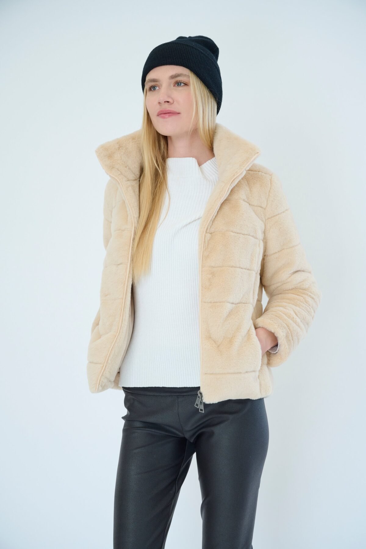 The Plush Faux Fur Quilted Jacket
