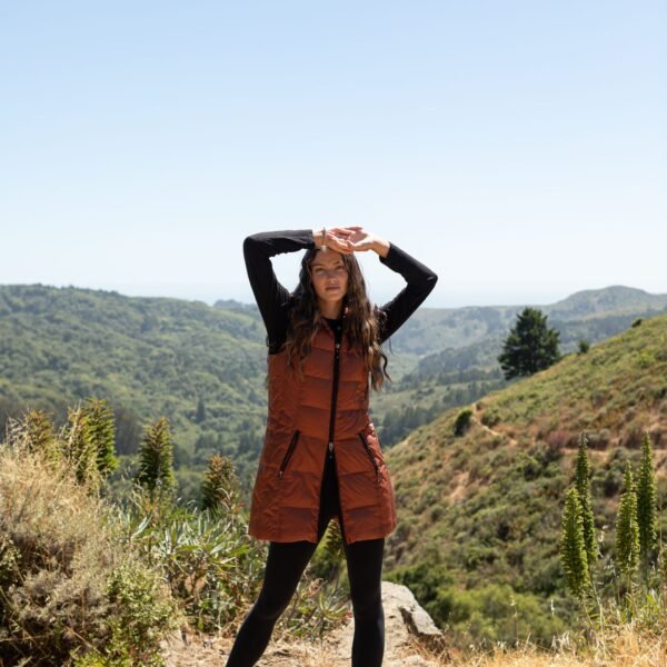 Long Metallic Nylon Down Vest