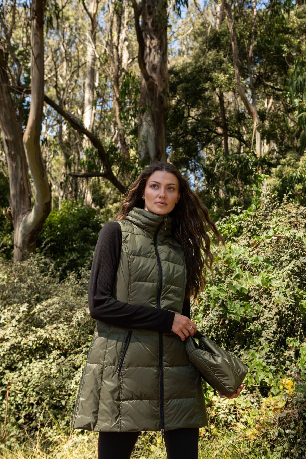 Long Metallic Nylon Down Vest
